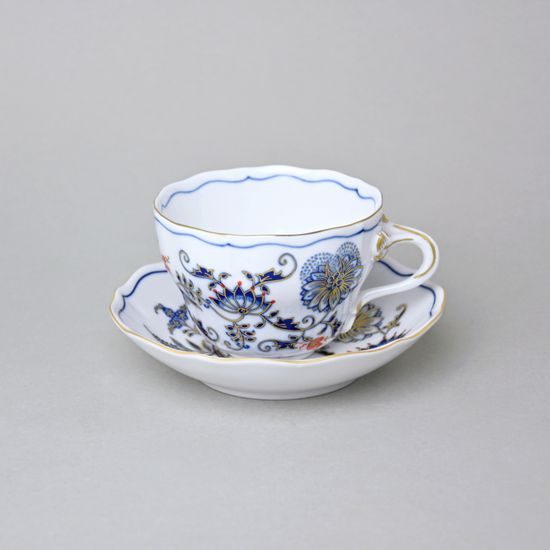 Šálek a podšálek B + B, 210 ml / 14 cm na kávu, rubínová červeň + zlato, Český porcelán a.s.