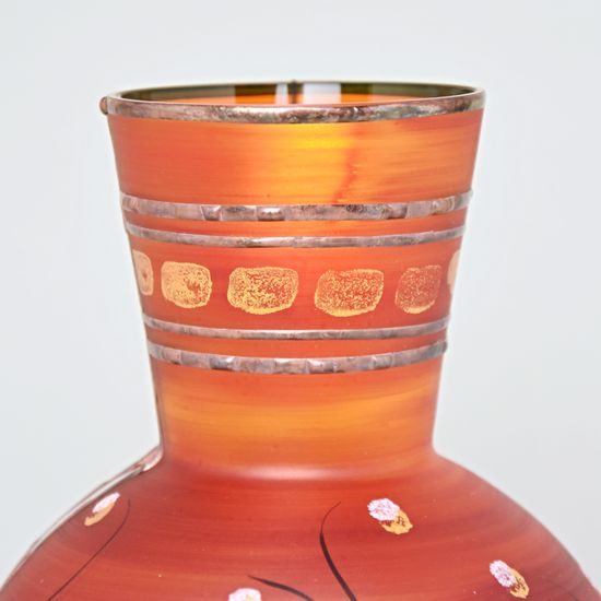 Studio Miracle: Vase Red-Oragne, 21 cm, Hand-decorated by Vlasta Voborníková