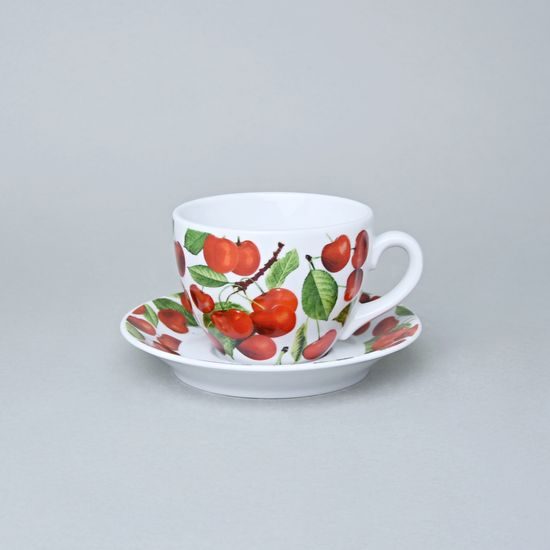 Šálek 250 ml a podšálek 15 cm Milada, třešně, Český porcelán a.s.