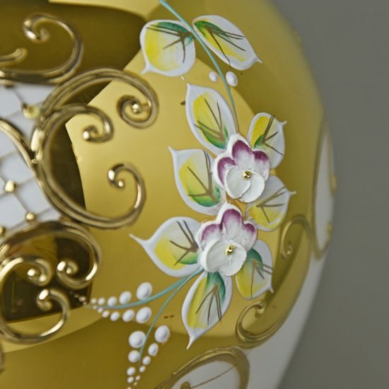 Vase 35 cm, WHITE glass, gold + enamel, Nový Bor glass