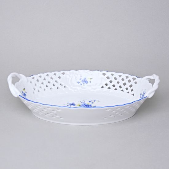 Basket oval perforated 28 cm, Forget-me-not, Český porcelán a.s.