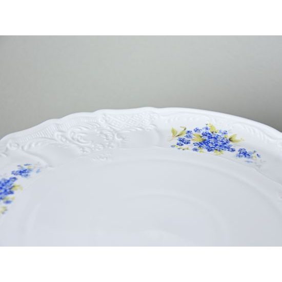 Cake plate 32 cm on stand, Thun 1794 Carlsbad porcelain, BERNADOTTE Forget-me-not-flower