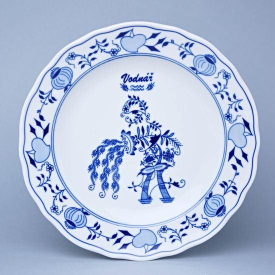Talíř mělký 24 cm, Vodnář, (i na zeď), Cibulák, originální z Dubí