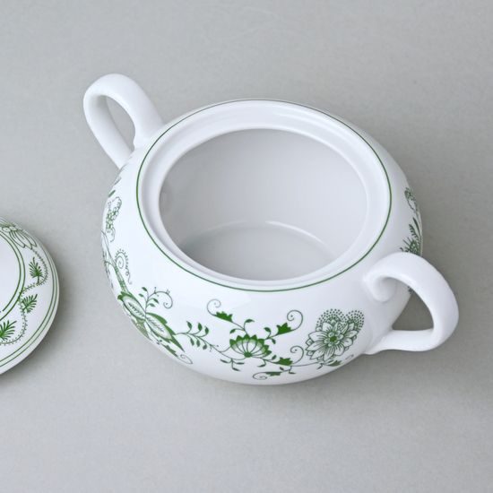 Cukřenka s oušky s víčkem bez výřezu 300 ml, zelený cibulák, Český porcelán a.s.
