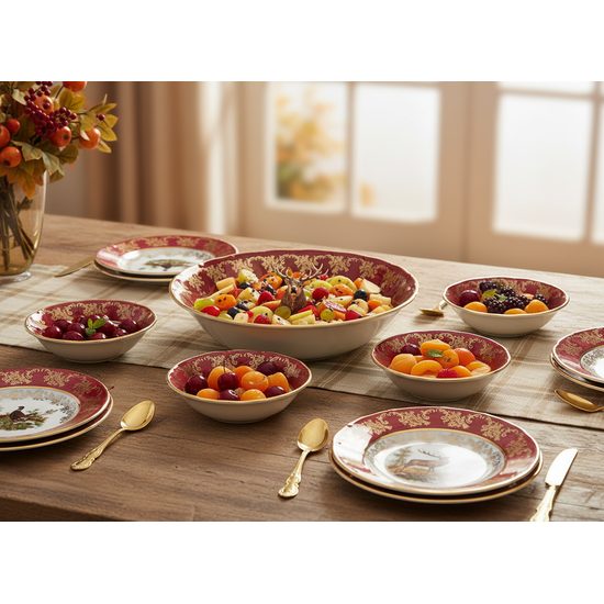 Compot set for 6 pers., Hunting - ruby, Carlsbad