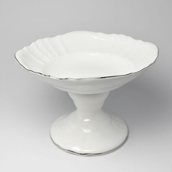 Bowl 25 cm on stand, Thun 1794 Carlsbad porcelain, BERNADOTTE platinum