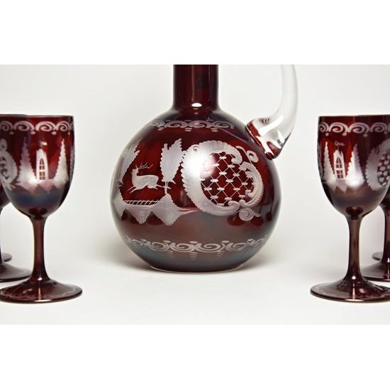 Egermann: Red Stain Wine Set, 26,5 cm, 7 pcs.