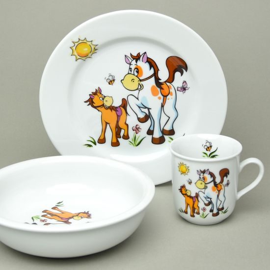 Children dining set 3 pcs. Horses, Český porcelán a.s.