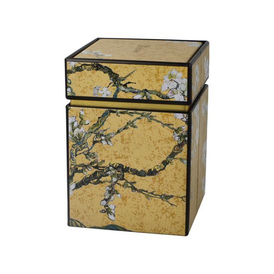 Dóza na čaj Mandlovník zlatý, 7,5 / 7,5 / 11 cm, kov, V. van Gogh, Goebel