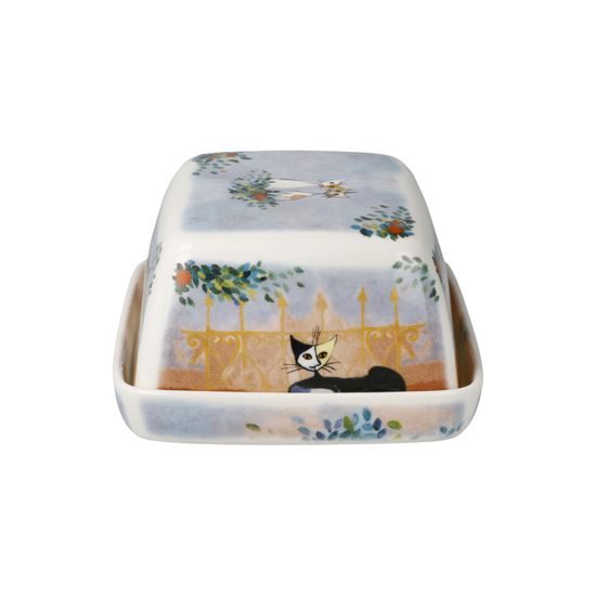 Máslenka Tempi felici 14 / 11,5 / 6 cm, jemný kostní porcelán, Kočky Goebel R. Wachtmeister