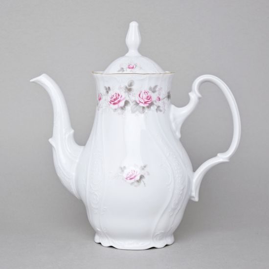 Golden line: Coffee pot 1,2 l, Thun 1794 Carlsbad porcelain, BERNADOTTE roses