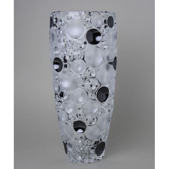 Crystal vase Lisboa 35 cm with fond and black lister, Jihlavské sklárny Bohemia 1845