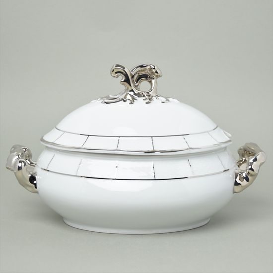 Soup tureen 2,2 l, Thun 1794 Carlsbad porcelain, MENUET platinum