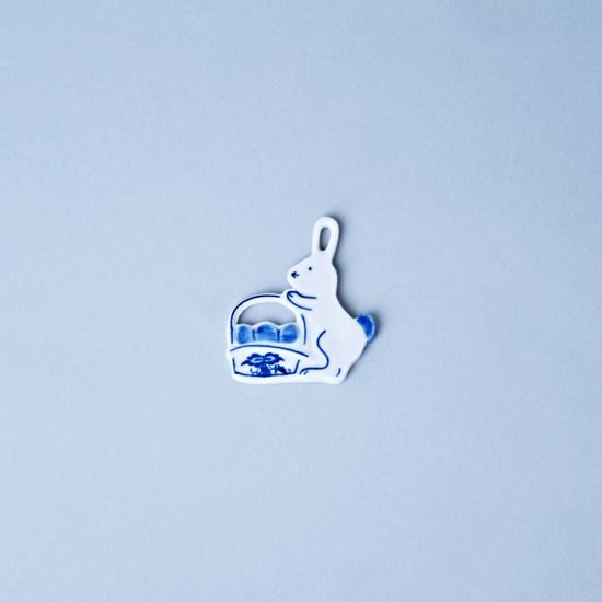 Easter decoration - Hen with basket - 5,6 x 4,9 cm, Original Blue Onion Pattern