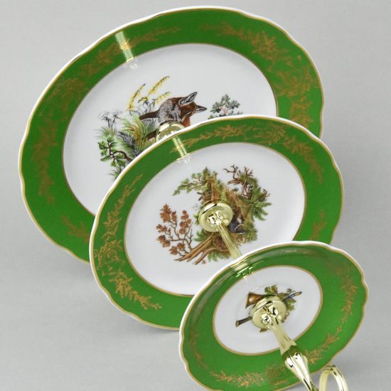 Etažer 3 díl. 34 cm, Mary-Anne, zelený myslivec, Leander Loučky