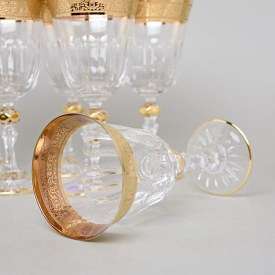 Crystal Glasses Wine Set Romantic - Laura, 6 pcs. 220 ml, Gold, Ales Zverina - AZ Design