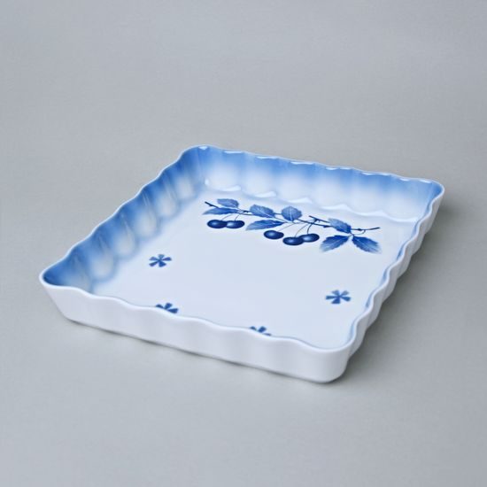 Baking Dish Square 24 x 24 x 24 cm, Thun 1794, Carlsbad porcelain, BLUE CHERRY