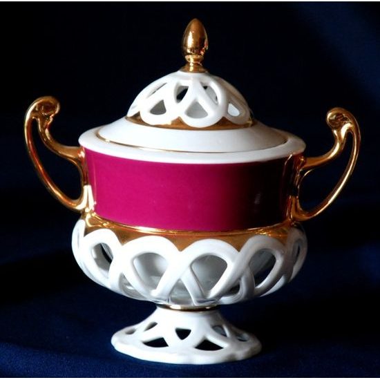 Cukřenka 250 ml, Byzant 405 purpur, Růžový porcelán z Chodova