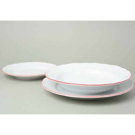 Red line: Plate set for 6 pers., rokoko white, Cesky porcelan a.s.