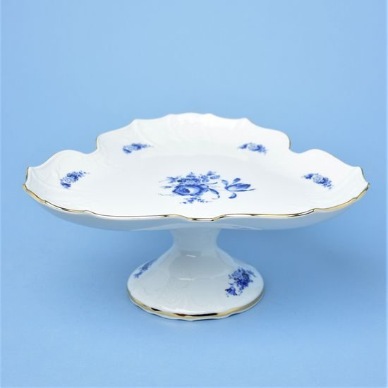 Platter triangular 27 cm footed, Thun 1794 Carlsbad porcelain, BERNADOTTE blue rose