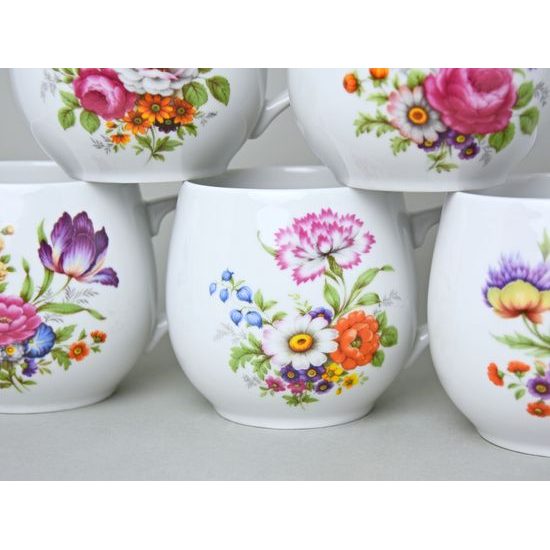 Hrnek Baňák 0,3 l, 6 ks., pestré květy, Český porcelán a.s.