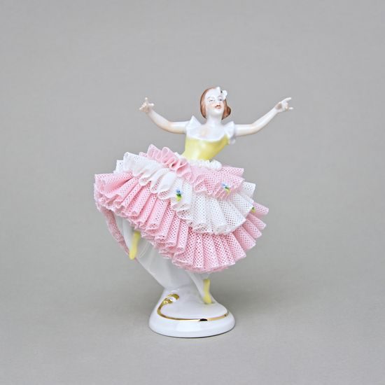 Dancer with lace 7 x 6,5 x 15 cm, Kurt Steiner, Porcelain Figures Unterweissbacher