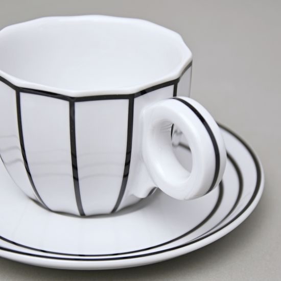 Cup and Saucer Šárka 160 ml, Black Line, Goldfinger porcelain