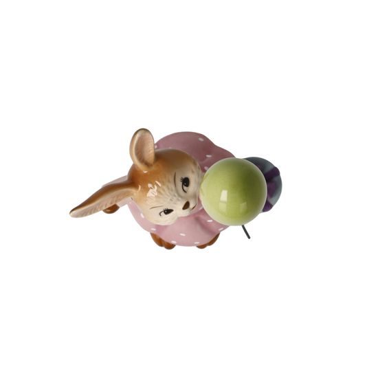 Rabbit figurine with baloon 9.5 / 6 / 15.5cm, stoneware, Goebel
