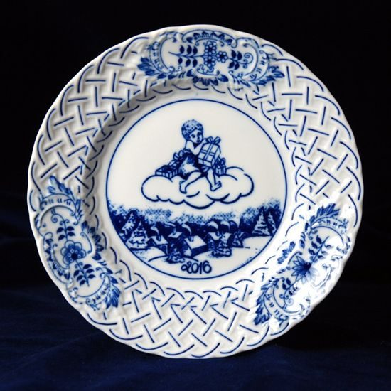 Annual plate 2016, wall, 18 cm, Original Blue Onion Pattern