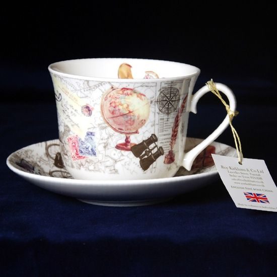 Staré dobré časy: Šálek 420 ml a podšálek snídaňový, Anglický porcelán Roy Kirkham