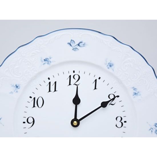 Clock wall 27 cm, Thun 1794 Carlsbad porcelain, BERNADOTTE blue flower