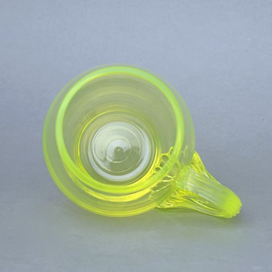 Sklenice hladká s uchem (uranové sklo), 300 ml, Sklárna Janov