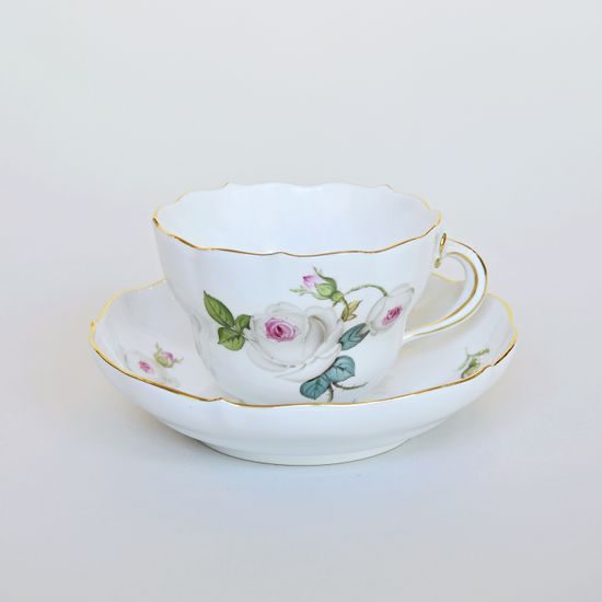 A Tea Cup and Saucer - Rose 160 ml, Meissen Porcelain