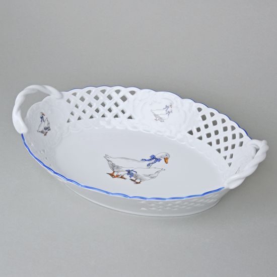 Basket perforated oval 28 cm, Geese, Český porcelán a.s.