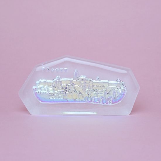 Těžítko/plaketa PRAHA, dekor č.6 - Malá Strana, Sklárna Janov