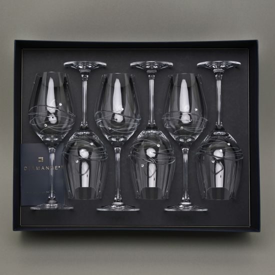 Spirála - Set 6 sklenic na bílé víno 350 ml, krystaly Swarovski, DIAMANTE