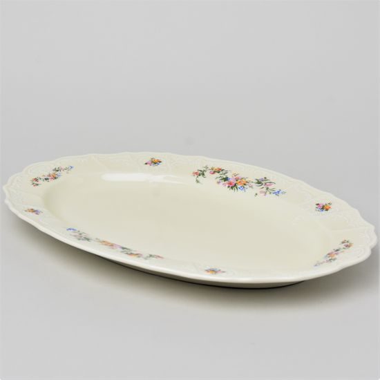 Dish oval 36 cm, Thun 1794 Carlsbad porcelain, BERNADOTTE ivory + flowers