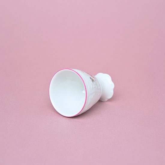 Pink line: Egg cup footed, Thun 1794 Carlsbad porcelain, BERNADOTTE roses