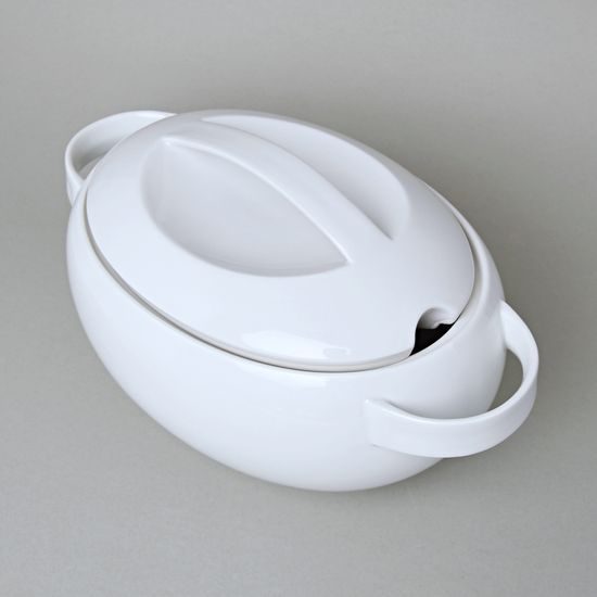 Soup tureen 2,9 l, Thun 1794 Carlsbad porcelain, Loos white