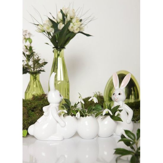Figurka zajíčků s vázičkou Jarní city 28 / 7,5 / 16 cm, porcelán, Goebel