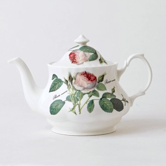 Redoute Rose: Konev čajová 0,9 l, Anglický kostní porcelán, Roy Kirkham