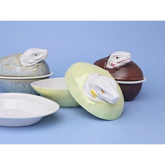 Originální dětská jídelní souprava DINO SET - JEDNOBAREVNÝ (náhodný výběr dekoru), porcelán Goldfinger