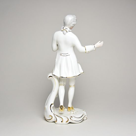 Gentleman Rococo 12 x 7 x 25 cm, White + Gold, Porcelain Figures Duchcov