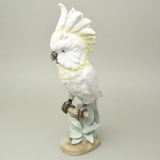 Papoušek Kakadu, 15 x 12 x 39 cm, Pastel 5, Porcelánové figurky Duchcov (2.j.)