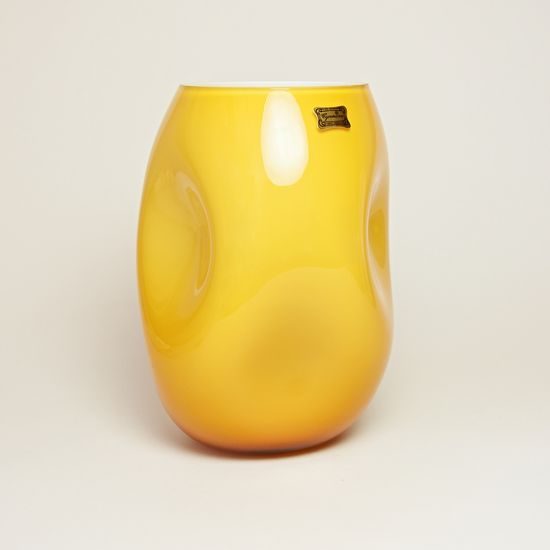 Egermann: Design Vase Triplex, Irregular Shape - Yellow, 23 cm, Crystal Vases Egermann