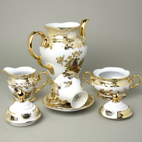 Coffee set for 6 pers., hunting decor + pearl beige, Carlsbad