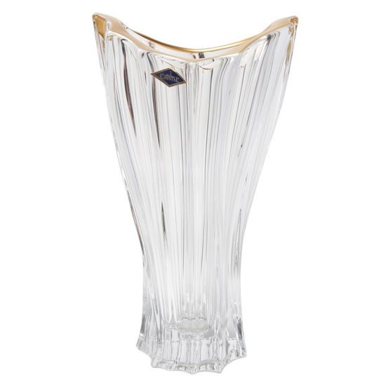 Křišťálová váza Plantica, 32 cm, Zlatá linka, Aurum Crystal