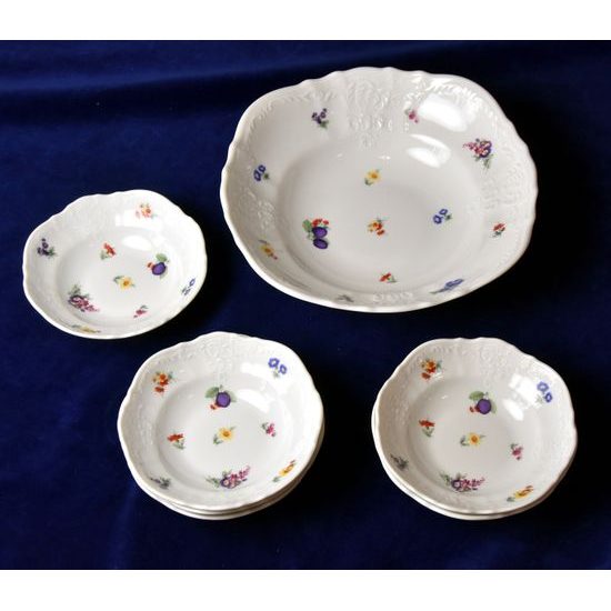 Compot set for 6 persons, Thun 1794 Carlsbad porcelain, BERNADOTTE fruits and flowers