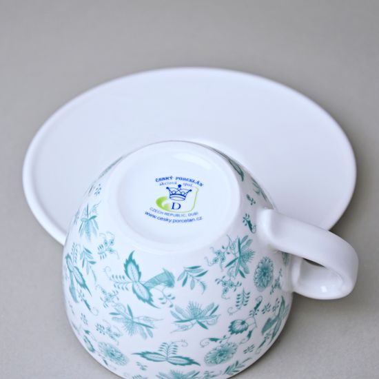 Šálek 250 ml a podšálek 15 cm Milada, Fragmenty cibuláku, zelená, Český porcelán a.s.