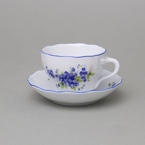 Cup + saucer B + B 0,21 l / 14 cm coffee, Forget-me-not, Český porcelán a.s.